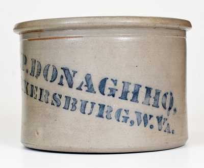 Two-Gallon A.P. DONAGHHO. / PARKERSBURG, W. VA. Stoneware Cake Crock