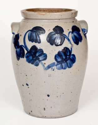 Three-Gallon Baltimore Stoneware Jar with Cobalt Clover Decoration