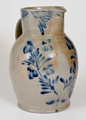 Two-Gallon Remmey (Philadelphia) Stoneware Pitcher w/ Cobalt Floral Decoration