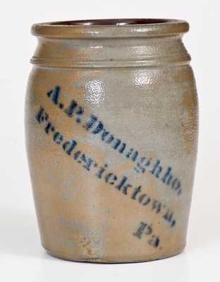 Half-Gallon A.P. Donaghho, / Fredericktown, PA Cobalt-Decorated Stoneware Jar