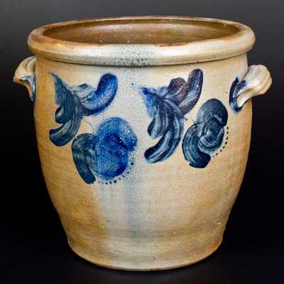 6 Gal. JOHN BELL / WAYNESBORO Stoneware Jar w/ Bold Cobalt Floral Decoration