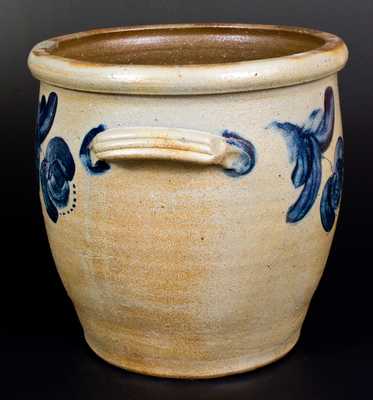 6 Gal. JOHN BELL / WAYNESBORO Stoneware Jar w/ Bold Cobalt Floral Decoration