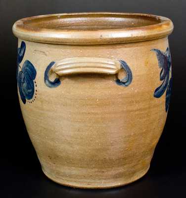 6 Gal. JOHN BELL / WAYNESBORO Stoneware Jar w/ Bold Cobalt Floral Decoration