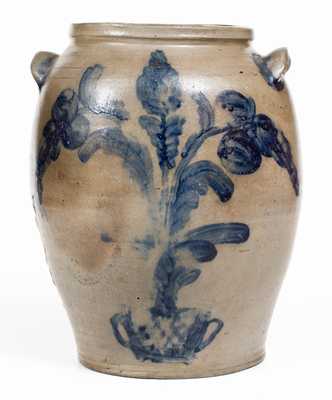 Exceptional R. BUTT (Washington, DC) Stoneware Jar w/ Elaborate Floral Basket Design