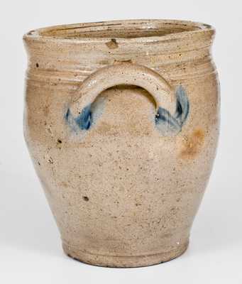 Very Rare Stoneware Jar w/ Woman's Profile, New Jersey of Troy, NY origin