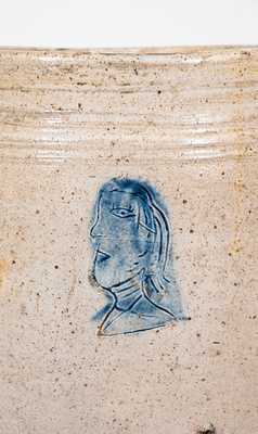 Very Rare Stoneware Jar w/ Woman's Profile, New Jersey of Troy, NY origin