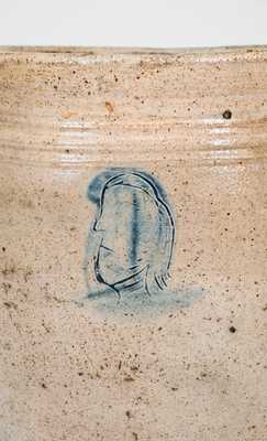 Very Rare Stoneware Jar w/ Woman's Profile, New Jersey of Troy, NY origin
