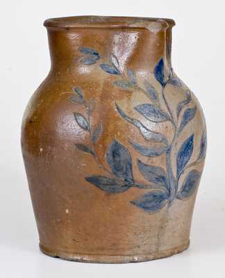 Outstanding and Rare Ohio Stoneware Pitcher w/ Elaborate Incised Foliate Design
