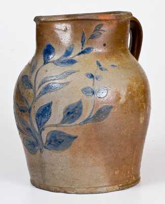 Outstanding and Rare Ohio Stoneware Pitcher w/ Elaborate Incised Foliate Design
