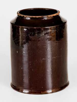 Rare Early John Bell Redware Jar w/ Raise-Face