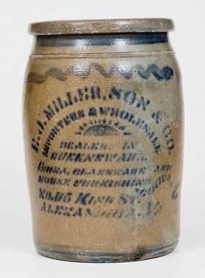 Scarce Two-Gallon Alexandria, VA Stoneware Advertising Jar, Greensboro, PA origin, c1875