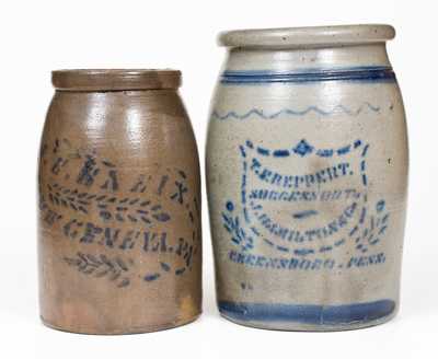 Two Western PA Stoneware Jars, circa 1875-80