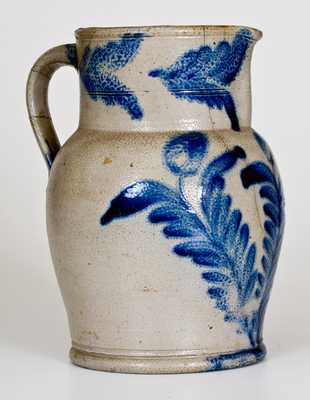 Remmey, Philadelphia Stoneware Pitcher with Floral Decoration, c1865