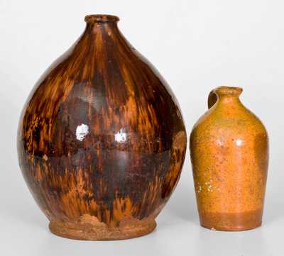 Lot of Two: New England Glazed Redware Jugs