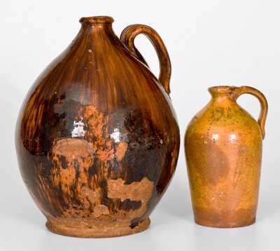 Lot of Two: New England Glazed Redware Jugs