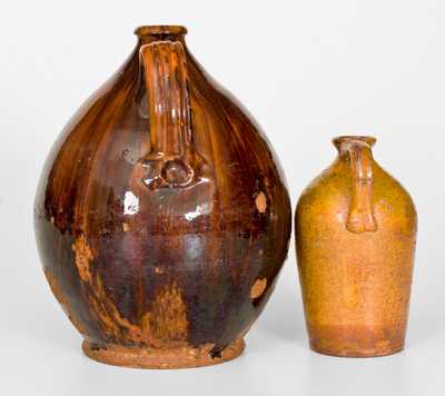 Lot of Two: New England Glazed Redware Jugs