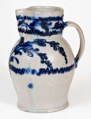 Baltimore Stoneware Pitcher w/ Exceptional Slip-Trailed Floral Decoration, c1820