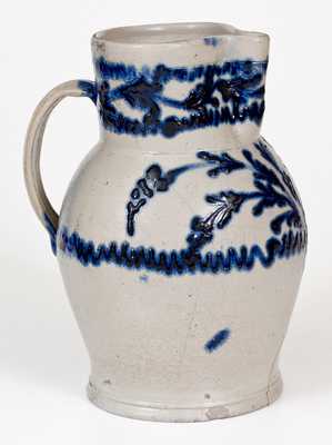 Baltimore Stoneware Pitcher w/ Exceptional Slip-Trailed Floral Decoration, c1820