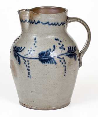 Scarce Half-Gallon Baltimore Stoneware Pitcher w/ Slip-Trailed Vine Decoration