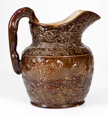Rare AMERICAN POTTERY CO. / JERSEY CITY, N.J. Stoneware Hound-Handled Pitcher