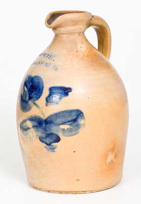 Rare WM. MOYER / HARRISBURG, PA Stoneware Syrup Jug with Floral Decoration