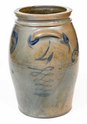 4 Gal. J. SWANK & CO. / JOHNSTOWN, PA Stoneware Jar with Floral Decoration