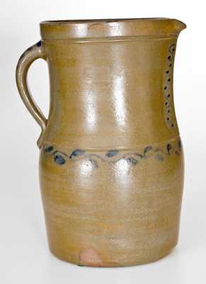 Unusual West Virginia Cobalt-Decorated Stoneware Pitcher