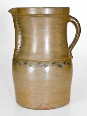 Unusual West Virginia Cobalt-Decorated Stoneware Pitcher