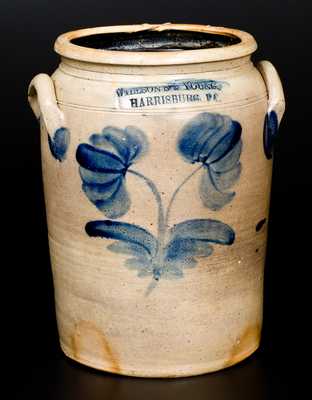 Very Rare WILLSON'S & YOUNG / HARRISBURG, PA Stoneware Jar with Floral Decoration