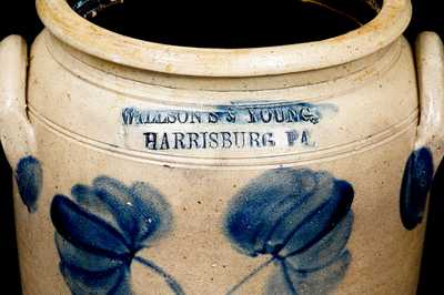 Very Rare WILLSON S & YOUNG / HARRISBURG, PA Stoneware Jar with Floral Decoration