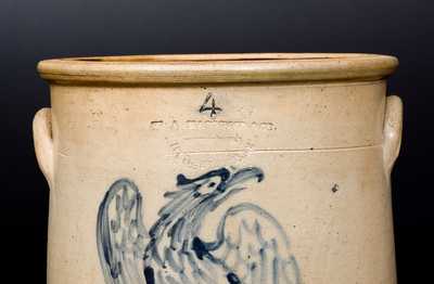 4 Gal. W. A. MACQUOID & CO. (New York City) Stoneware Crock with Bold Federal Eagle Decoration