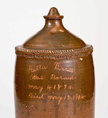 Very Rare Calloway County, Kentucky Stoneware Grave Marker, 1904