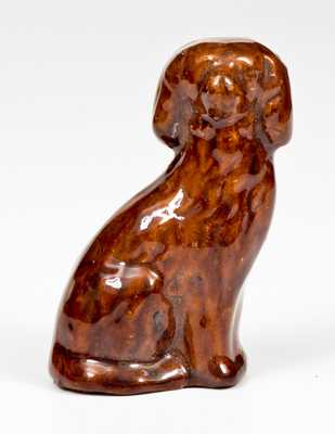 Rare Miniature Redware Spaniel att. John Bell, Waynesboro, PA