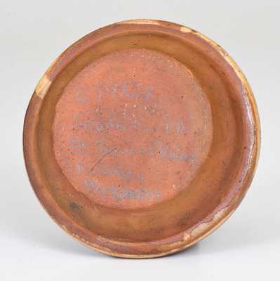 Fine Small-Sized Redware Dish with Tree Decoration