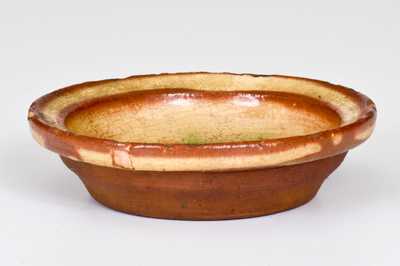 Fine Small-Sized Redware Dish with Tree Decoration