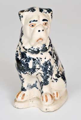 Unusual Two-Color Spongeware Boxer Dog Figure, Crooksville, Ohio, late 19th century