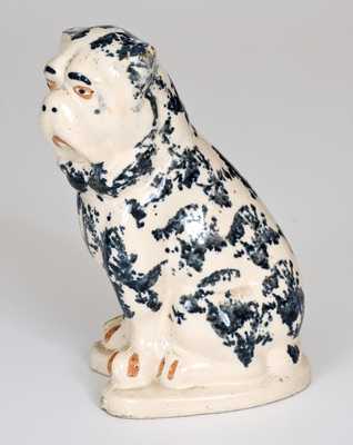 Unusual Two-Color Spongeware Boxer Dog Figure, Crooksville, Ohio, late 19th century