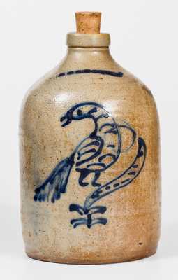 1 Gal. WHITES BINGHAMTON Stoneware Jug w/ Slip-Trailed Bird Decoration