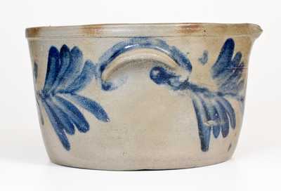 H. MYERS (Baltimore) Stoneware Milkpan w/ Cobalt Decoration