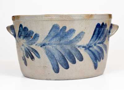 H. MYERS (Baltimore) Stoneware Milkpan w/ Cobalt Decoration