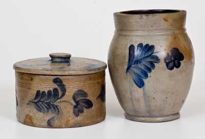 Lot of Two: Stoneware Butter Crock and Jar att. Richard Remmey, Philadelphia, PA