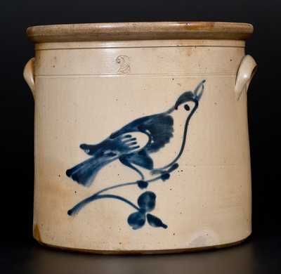 2 Gal. Stoneware Crock with Bird Decoration att. Fulper Pottery, Flemington, NJ