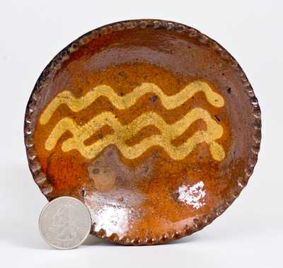 Miniature Slip-Decorated Antique Redware Plate