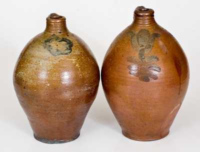 Lot of Two: Stoneware Jugs attrib. Bissett, Old Bridge, New Jersey, One Inscribed 