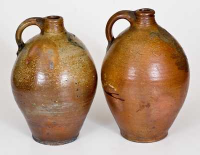 Lot of Two: Stoneware Jugs attrib. Bissett, Old Bridge, New Jersey, One Inscribed "L C"