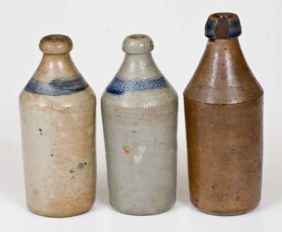 Lot of Three: Stoneware Bottles, 2 Marked HYDE PARK and J. P. PLUMMER / 1859 Example