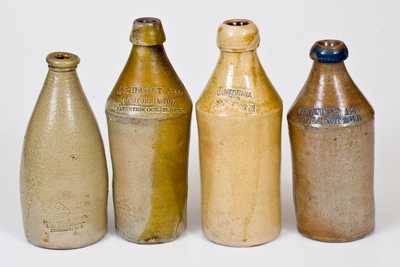 Lot of Four: Stoneware Bottles (PENTUCKET ALE, CALIFORNIA POP, SPARKLING CIDER)