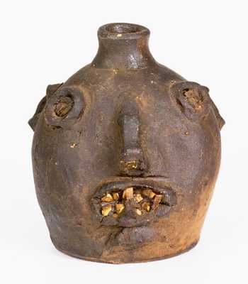 Rare Glazed Stoneware Face Jug, probably Brown Family, Atlanta, GA, c1900