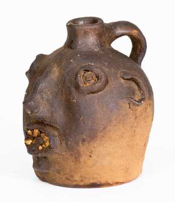 Rare Glazed Stoneware Face Jug, probably Brown Family, Atlanta, GA, c1900