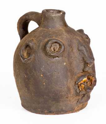 Rare Glazed Stoneware Face Jug, probably Brown Family, Atlanta, GA, c1900